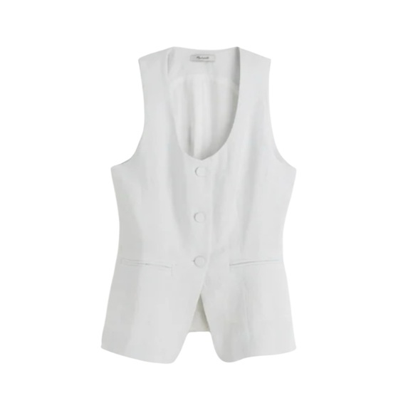 Madewell 100% Linen Scoopneck Cutaway Vest in Salt White - Picture 1 of 9